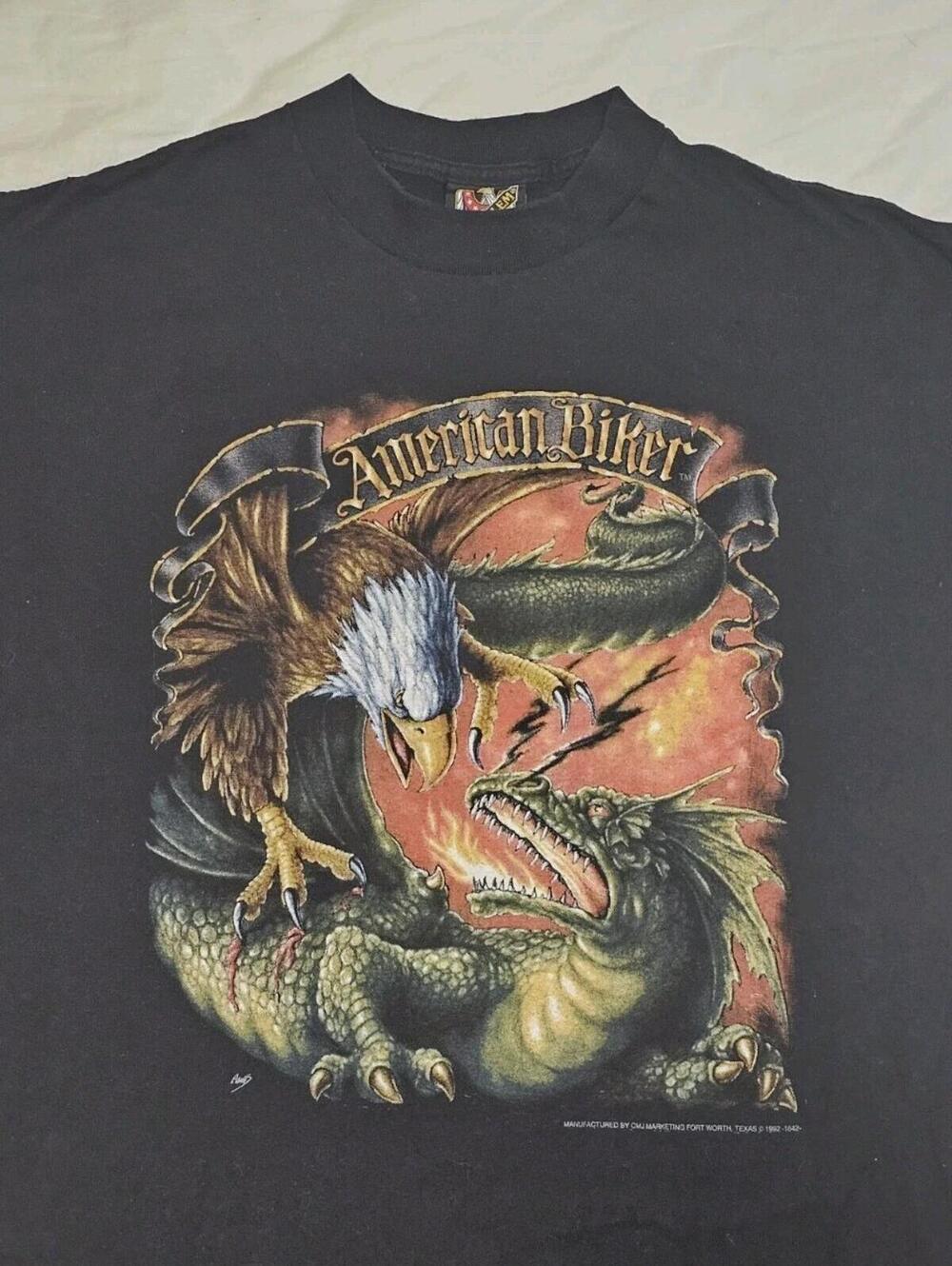 Vintage 3D Emblem T-Shirt Sturgis American Biker 1992 Black Single Stitch USA - Picture 2 of 11